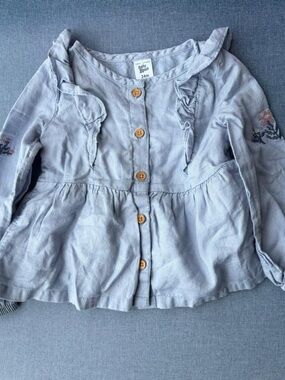 Baby bgosh Light Blue Ruffle Button-Front Peplum Blouse